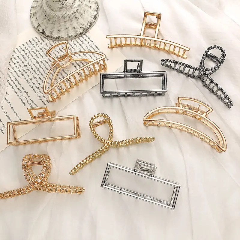 Barrettes pour cheveux tendance pour femmes, épingle à cheveux en métal géométrique, ajouré, accessoires pour cheveux, pince à cheveux, coréen, nouvelle collection 2021