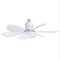 Ventilateur de plafond moderne en métal et plastique avec éclairage LED, moteur AC, télécommande, 3 vitesses, variateur d'intensité, 3 couleurs changeantes, AC85-265V, 6 pales