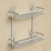 Étagère de salle de bain moderne à double angle sans espace de perçage Support de rangement mural en aluminium pour organisateur