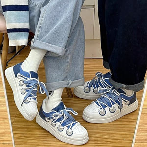 Venta al por mayor de moda de las mujeres de la plataforma de la zapatilla de deporte de moda con cordones Casual de piel sintética cómoda suela gruesa <span class=keywords><strong>tenis</strong></span> zapatos para caminar - Product Image 3