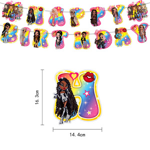 <span class=keywords><strong>Kit</strong></span> de décorations pour fête d'<span class=keywords><strong>anniversaire</strong></span> de poupée Bratz avec bannière, ballons, décorations de gâteau, fournitures pour célébration sur le thème des adolescentes - Product Image 2