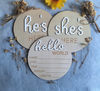 DAMAI En gros Plaque circulaire jetable en bois 3D pour étapes importantes de bébé, Décoration de fête de révélation du sexe, Fiches décoratives