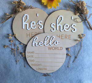 DAMAI - Placas Circulares de Madera Desechables para Niños, Decoración para Fiestas de Revelación de Género, Letreros Decorativos - Product Image 5