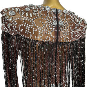 انظر من خلال هامش فاخر بلورات حجرية للحفلات المسائية الاحتفال فستان طويل للنساء ثوب عشاء السيدات نادي الزي فستان حفلة موسيقية - Product Image 6