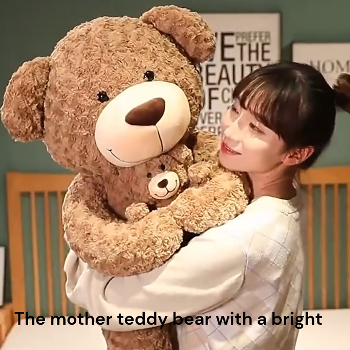 Large Teddy Bear Mommy with Baby Big Teddy Bear Stuffed Bear for Girlfriend  on Mother's Day, Christmas Baby Shower Light Brown