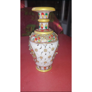 Vase décoratif en marbre artisanal Meenakari, design Art Déco, écologique, cadeau de mariage, Diwali, retraite, peint à la main, lourd - Product Image 3