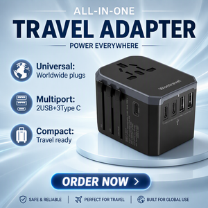 Wontravel 2 USB 3 <strong>Type</strong> <strong>C</strong> Electric Plug Power Socket Universal USB Power Charger Converter International Travel <strong>Adapter</strong> - Product Image 1