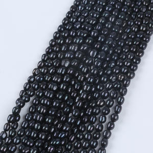 Perles d'eau douce naturelles Zhuji en gros, 8-9 mm, noires, trou droit, double face, légères, accessoires de bijoux DIY, semi-finies - Product Image 2