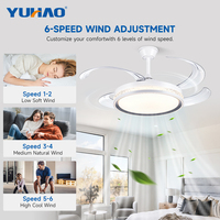 Ventilateur de plafond LED rétractable de 50 pouces avec télécommande pour hôtellerie, salon et salle à manger, fabrication OEM ODM