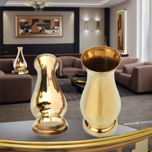 Luxueuze gouden kleine ovale Art Deco vaas van roestvrij staal met antislipvoet voor bureau/TV-kast, decoratie voor thuis of kantoor. - Product Image 5