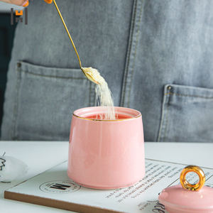 Boîte d'assaisonnement de cuisine en céramique de luxe rose ensemble de pots à épices en porcelaine sel/sucre/épices/poivre - Product Image 4