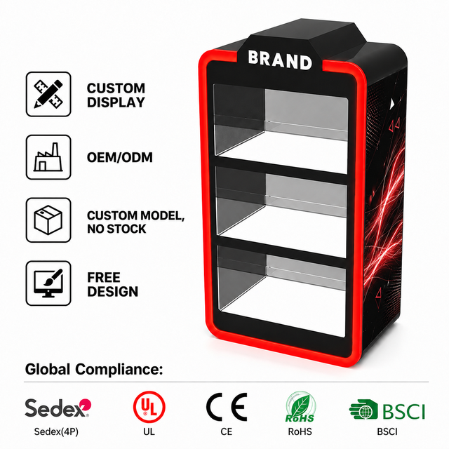 Custom LED Acrylic Snus Smoking Cabinet for Smoke Store with Remote Control Lighting Stand
