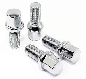 Chrome Wheel Lug Bulloni lunghezza 2.10 ''di Lunghezza di Tibia di 28 millimetri Hex 17 millimetri R12 Sedile Palla 14x1.5mm