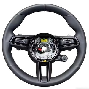 Volante Deportivo <span class=keywords><strong>T</strong></span> de Cuero Genuino Beige de 370 mm para <span class=keywords><strong>Porsche</strong></span> Cayman, Cayenne, <span class=keywords><strong>Macan</strong></span>, 718, Panamera, 911, Volante de Mejora para Automóvil - Product Image 4