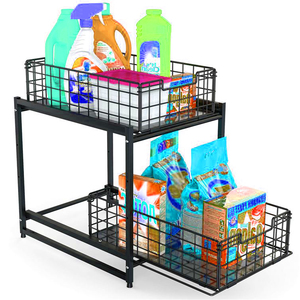 high quality Under Sink Cabinet Organizer 2-tier Stackable Storage Shelf With Sliding Baskets Drawers For Kitchen