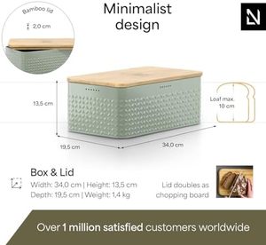 Boîte à pain Boîte en métal avec <span class=keywords><strong>sac</strong></span> en lin pour une fraîcheur durable Boîte à pain avec couvercle en bambou utilisable comme planche à découper - Product Image 4
