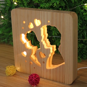 ขายดีที่สุดโคมไฟกลาง<span class=keywords><strong>คืน</strong></span>ทำจากไม้3D น่ารักพร้อมสาย USB ไฟ LED อารมณ์ของที่ระลึกของขวัญสำหรับแฟนหนุ่ม - Product Image 2