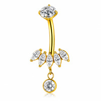 Titan-Blumen-Bauchnabelpiercing Hypoallergen 14G Innengewinde Bauchnabelpiercing mit Tropfenanhänger für Empfindliche Haut