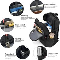 Sac à dos antivol fin en tissu Oxford imperméable pour ordinateur portable, avec fermeture éclair USB et motif lettres, idéal pour l'école, l'université et les voyages