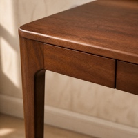 Bureau ergonomique personnalisé en bois massif d'ébène lobulaire africain 1200x600mm, hauteur 760mm, avec rails coulissants métalliques et prise de courant en résine pour moniteur/ordinateur portable