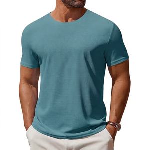 Camiseta de Manga Corta para Hombre, Color Verde Azulado, Cuello Redondo, Corte Ajustado, Tejido Transpirable, Estilo Casual - Product Image 1