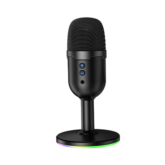 KAKUSIGA Driver-Free USB Desktop Microphone with 360° RGB Lighting, Plug & Play for Meetings, Office, Live Streaming & Gaming