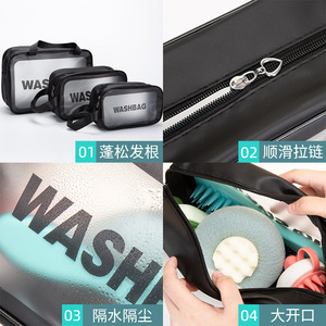 Washbag <b>Toiletry</b> <b>Bag</b> Set 3Pc Portable Travel Organizer Black Rectangle Shape - Product Image 4