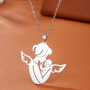 MECYLIFE Nouveau <span class=keywords><strong>Collier</strong></span> Bébé Maman en Acier Inoxydable, Bijou de Protection, Cadeau Fête des Mères, Bijou Maman - Product Image 5