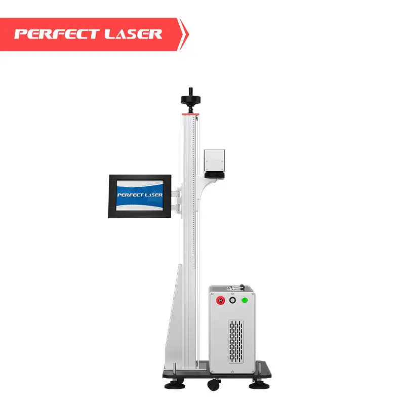 Laser sempurna 20w 30w 50w, tanggal kedaluwarsa online serat terbang spidol laser bekerja dengan garis produk untuk tanggal cetak pada logam