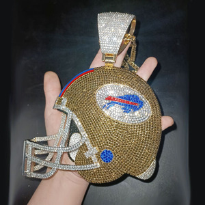 6 इंच गोल्ड/स्लिवर भैंस बिल हेलमेट हिप हॉप पुरुषों की हार फुटबॉल श्रृंखला सफेद गैंडे हार - Product Image 2