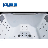 JOYEE Spa de Luxe Extérieur pour 6 Personnes, Bain à Remous Moderne en Acrylique avec Contrôle Balboa et Cascade LED pour Villa et Hôtel