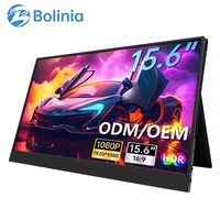 Monitor Portabel Bolinia untuk Laptop 15.6 Inci Layar Sentuh Eksternal Portabel dengan Casing Kulit Pelindung