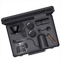 Juego de Regalo de Café de Lujo 9 en 1 con Caja de Aluminio Grabada, Gotero de Cerámica Octagonal, Servidor de Vidrio de 450 ml, Kit de Preparación Manual