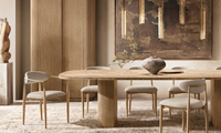 Table de salle à manger rectangulaire en pierre de Mulholland Sassanid OEM design contemporain en chêne américain marbre emperador espagnol fabriqué à la main