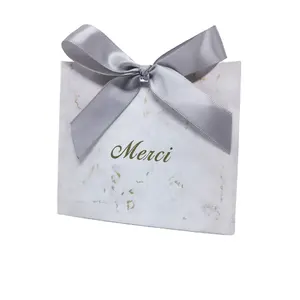 Tas Kertas Hadiah Pesta Merci untuk Pernikahan Baby Shower Hari Valentine Natal Tas Permen Pola Marmer
