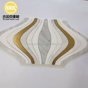 Grande lanterne à jet d'eau en marbre véritable mosaïque or tuile de cuivre - Product Image 3