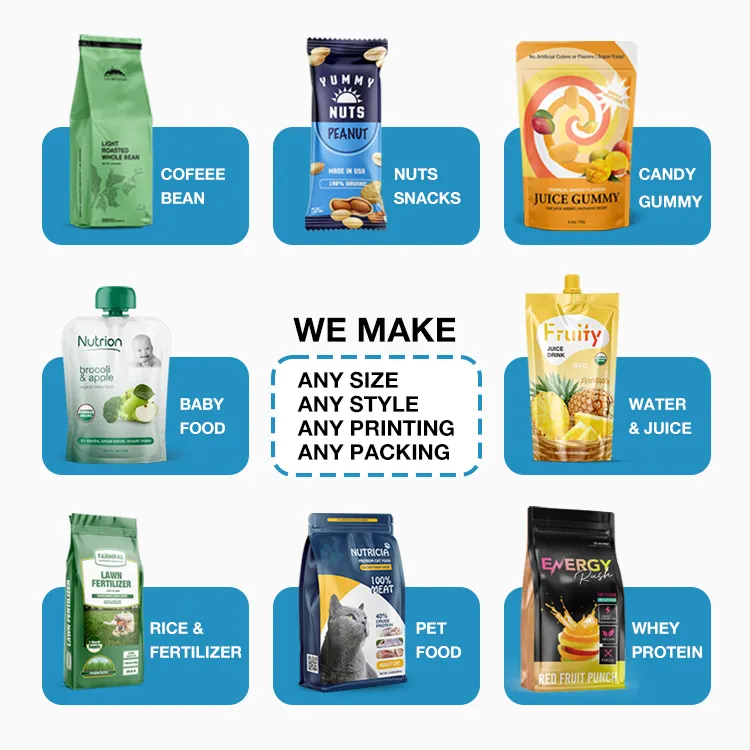 Biologisch Afbreekbaar Op Maat Hersluitbare Sapverpakking Doypack Stand-Up 100Ml 200Ml Uitloopzak Voor Eten En Drinken