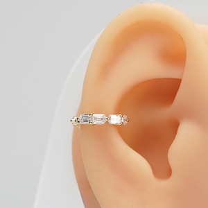 Pendientes de Clip Starsgem, Joyería de Oro de 10K con Diamante Cultivado en Laboratorio, Corte Esmeralda Redondo, Clip para Oreja con Diamante Suelto, Brazalete para Oreja - Product Image 2