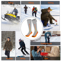 Chaussettes chauffantes électriques thermiques rechargeables unisexes à grande capacité 3,7 V 2200 mA pour le ski, la pêche, le camping et la randonnée en hiver