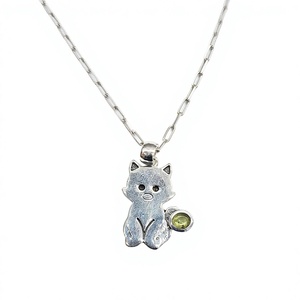Trendy 925 Sterling Silver Animal <b>Cat</b> Charm Pendant Green Peridot Birthstone Gemstone Jewelry Bulk Price - Product Image 3