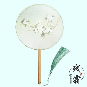 Éventail à manche en bambou DIY en stock, de forme transparente et antique, avec technique de peinture écologique, pour accessoires de photographie Cheongsam Hanfu - Product Image 6