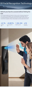Glomarket 3D Face Recognition Biometric Fingerprint <b>Smart</b> Door <b>Lock</b> Tuya WiFi Aluminum Wood/Aluminum Doors Keyless Entry - Product Image 4