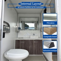Remorque toilettes mobiles 2 postes avec marches en aluminium, unité sanitaire à essieu unique pour la location événementielle