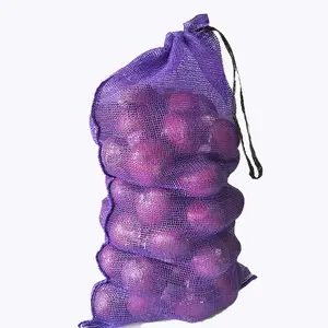 50*80 सेमी उज्ज्वल लाल पी पी नेट बैग फायरवुड आलू प्याज सब्जी पैकेजिंग मेष बैग