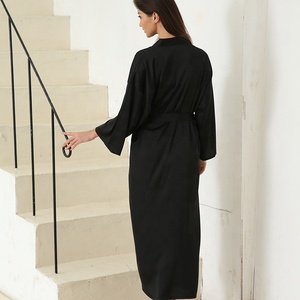 Long Luxury <strong>Ladies</strong> Nightgown Black Bathrobe Satin Bridesmaid <strong>Robe</strong> Women Plain <strong>Kimono</strong> <strong>Robe</strong> 6040 - Product Image 6
