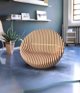 Silla de ocio con forma única MR, silla de acento de diseño minimalista, sillón de madera maciza para hotel en casa - Product Image 2