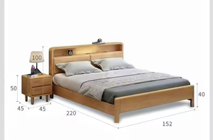 Fabrika'dan Doğrudan Toptan Modern Masif Ahşap Meşe Karyola Kral/Kraliçe Boy Yatak Odası Otel Daire Ev Pansiyonu İçin - Product Image 6