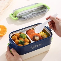 AHLE1095/ Boîte à lunch portable en acier inoxydable 304 pour étudiants, avec poignée de dessin animé, ovale, isotherme, pour la conservation de la chaleur