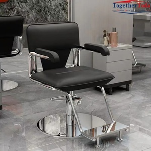 Sillón de Barbería Retro con Mecanismo Hidráulico, Giratorio 360 Grados, en Cuero Sintético para Salones de Belleza - Product Image 1
