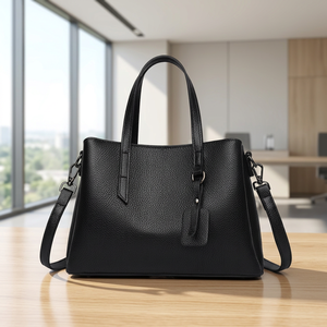 Beige PU Leather Tote Bag <b>Large</b> Capacity Shoulder Handbag Crossbody Messenger <b>Purse</b> for Daily Commuting - Product Image 2